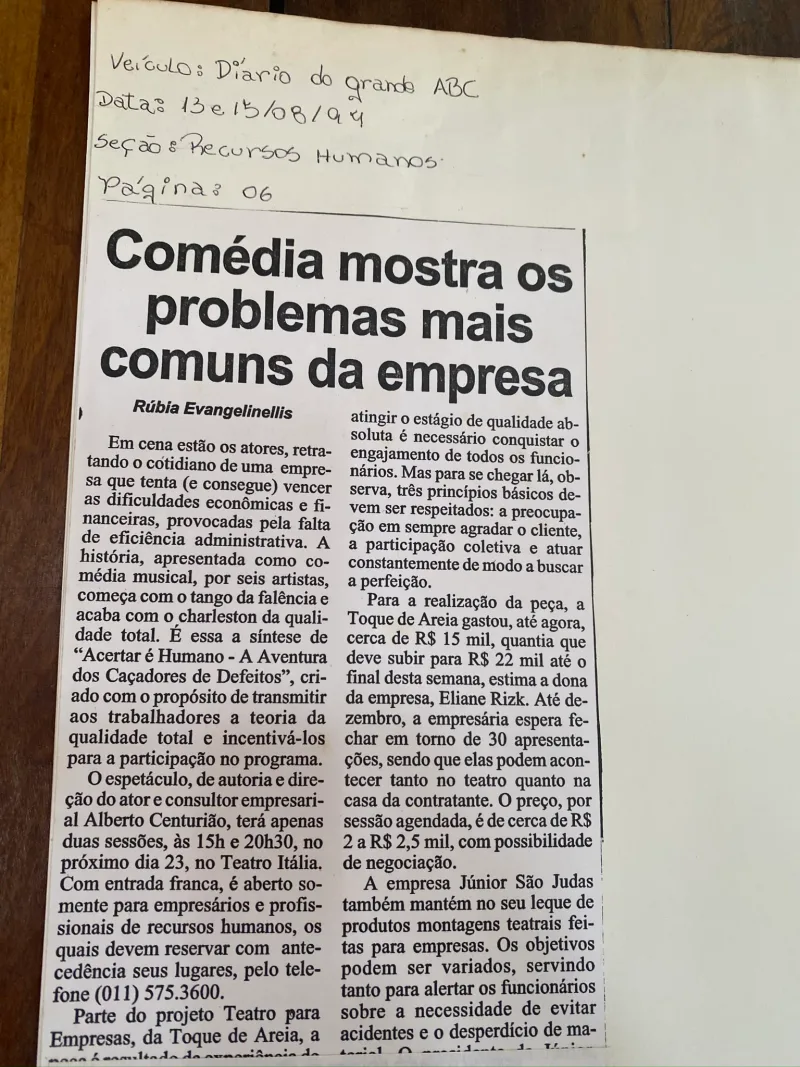 Diário do Grande ABC, 13 e 15 de agosto de 1994